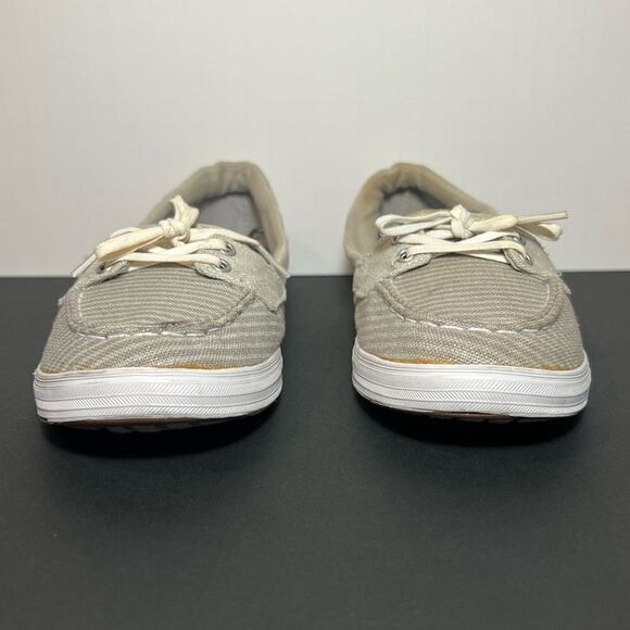Womens KEDS Grey Striped Casual Boat Shoes / Size 6.5 - Picture 2 of 8